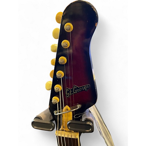 Vintage 1960s St George Electric Guitar Dark Cherry Burst Solid Body Electric Guitar