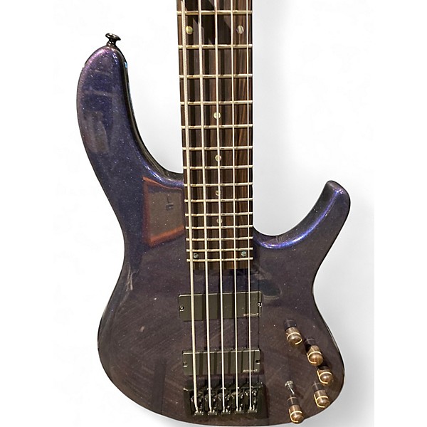 Used Zeline Gotten 5 Purple Sparkle Electric Bass Guitar
