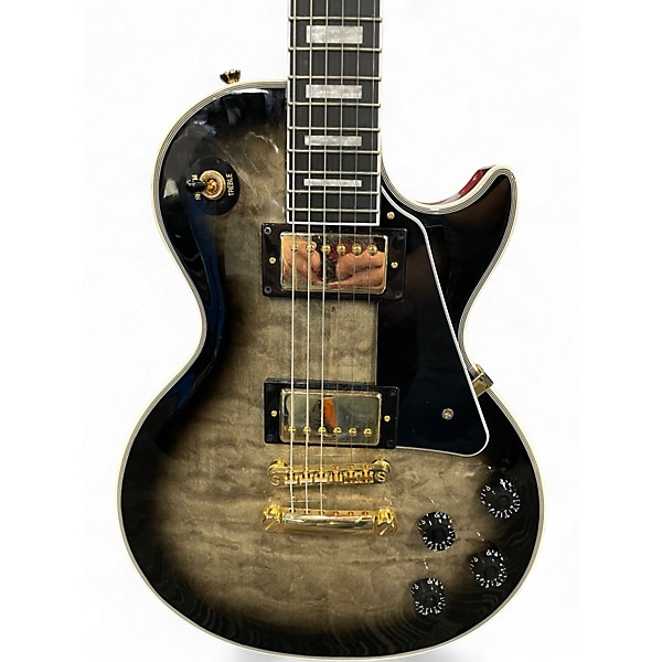 Used Epiphone Les Paul Custom Black and Silver Solid Body Electric Guitar