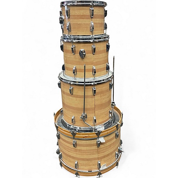 Vintage 1970s Ludwig 4 Piece BUTCHER BLOCK Natural Drum Kit