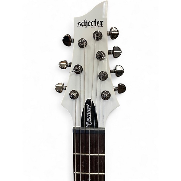Used Schecter Guitar Research Demon 7 String White Solid Body Electric Guitar