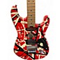 Used EVH Striped Series Frankie Red with Black and White Stripes Relic Solid Body Electric Guitar