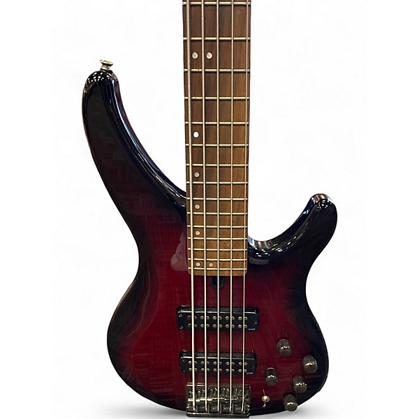 Used Yamaha TRBX605FM Red to Black Fade Electric Bass Guitar
