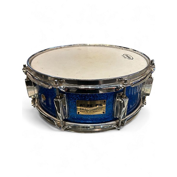 Used Pork Pie 13X5.5 Little Squealer Snare blue sparkle Drum