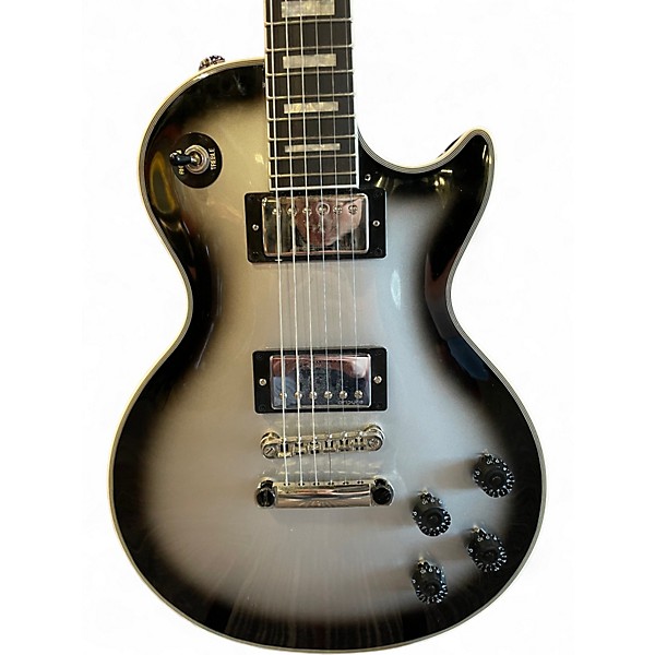 Used Epiphone Les Paul Custom Black and Silver Solid Body Electric Guitar