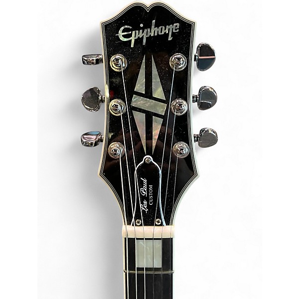Used Epiphone Les Paul Custom Black and Silver Solid Body Electric Guitar