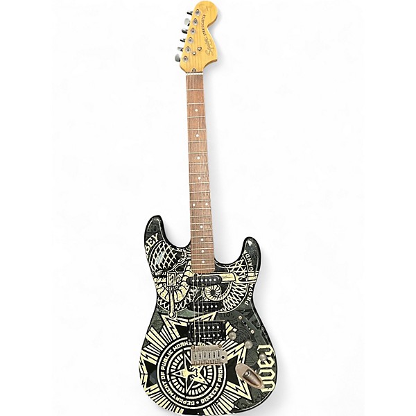 Used Squier Obey Propaganda Custom Graphic Solid Body Electric Guitar