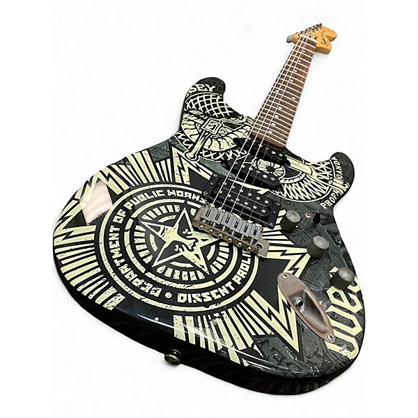 Used Squier Obey Propaganda Custom Graphic Solid Body Electric Guitar