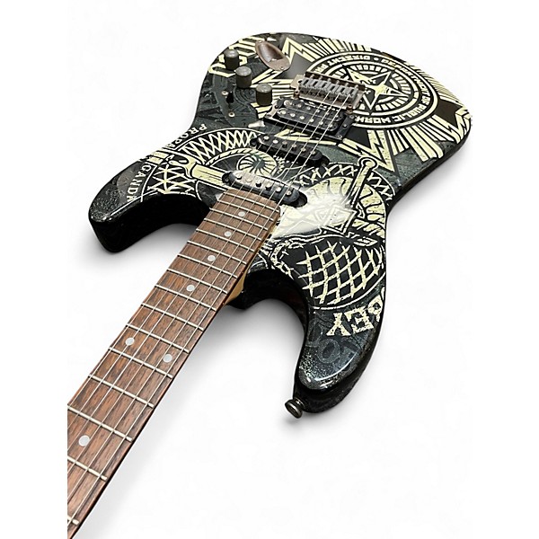 Used Squier Obey Propaganda Custom Graphic Solid Body Electric Guitar