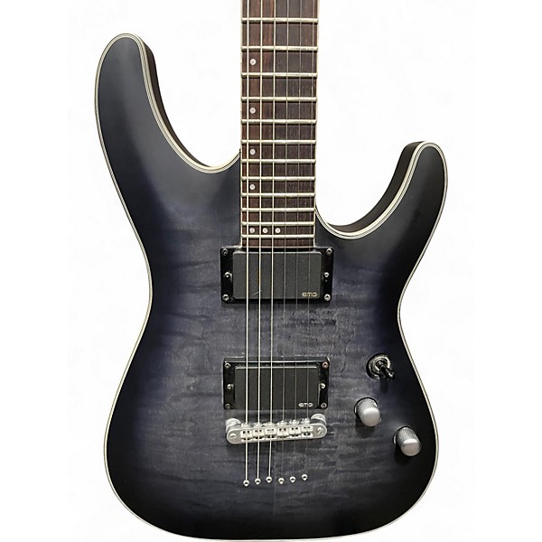 Used Schecter Guitar Research C1 Platinum Trans Black Solid Body Electric Guitar