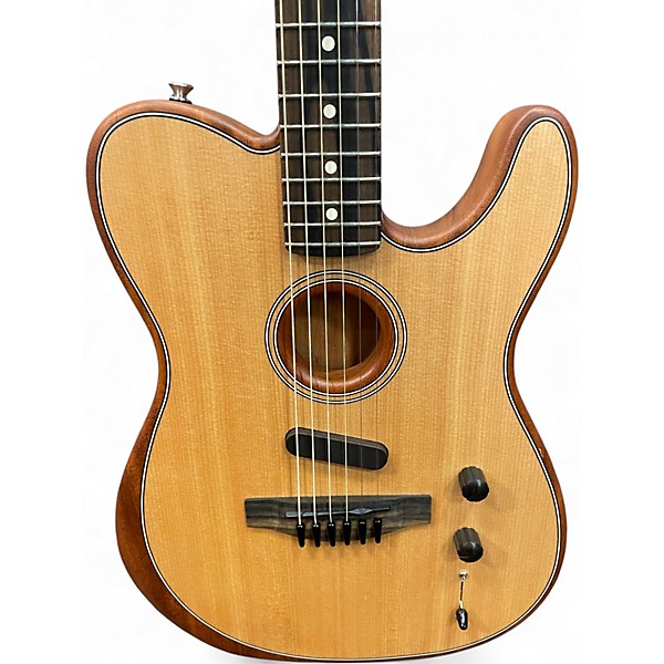 Used Fender American Acoustasonic Telecaster Natural Acoustic Electric Guitar