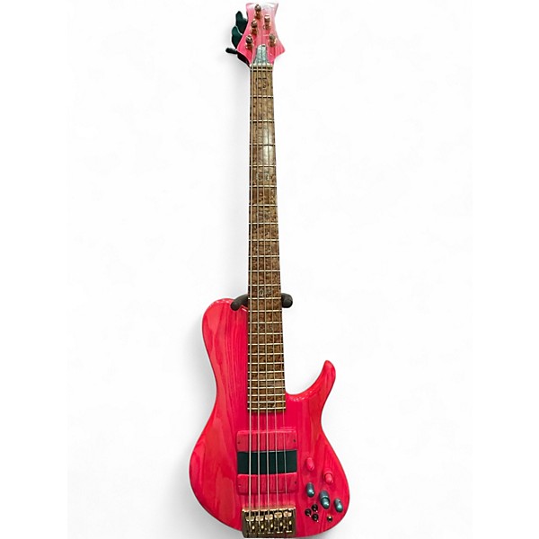 Used Zeline 5 STRING Pink Electric Bass Guitar