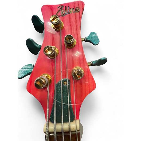 Used Zeline 5 STRING Pink Electric Bass Guitar