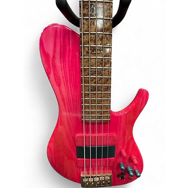 Used Zeline 5 STRING Pink Electric Bass Guitar