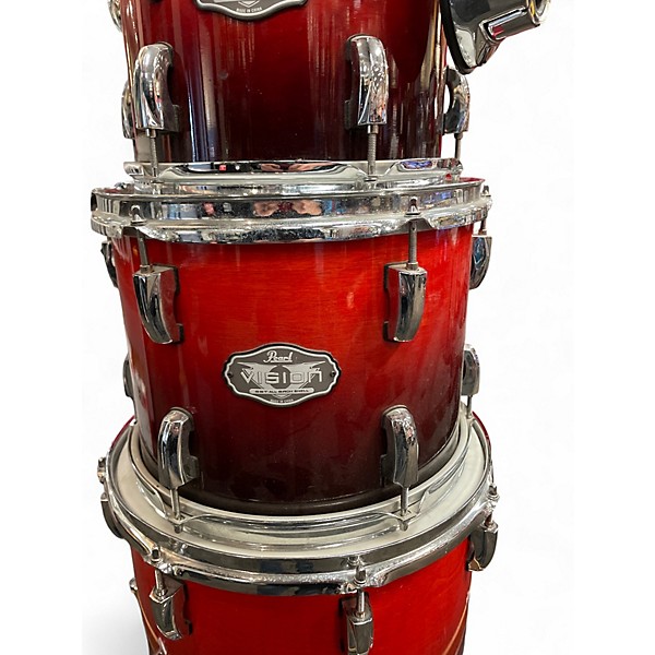 Used Pearl 5 Piece Vision RED BURST Drum Kit