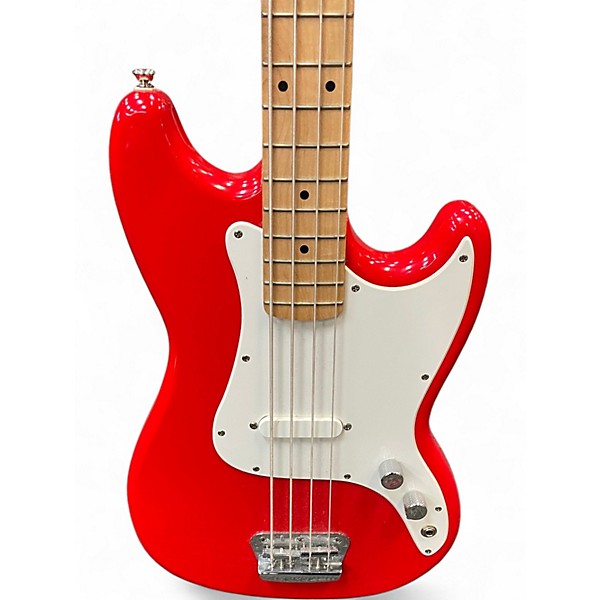 Used Squier Bronco Candy Apple Red Electric Bass Guitar