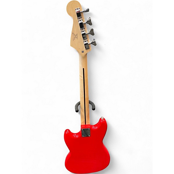 Used Squier Bronco Candy Apple Red Electric Bass Guitar