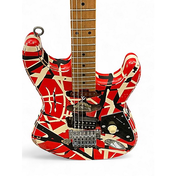 Used EVH FRANKENSTRAT RELIC RED AND WHITE Solid Body Electric Guitar