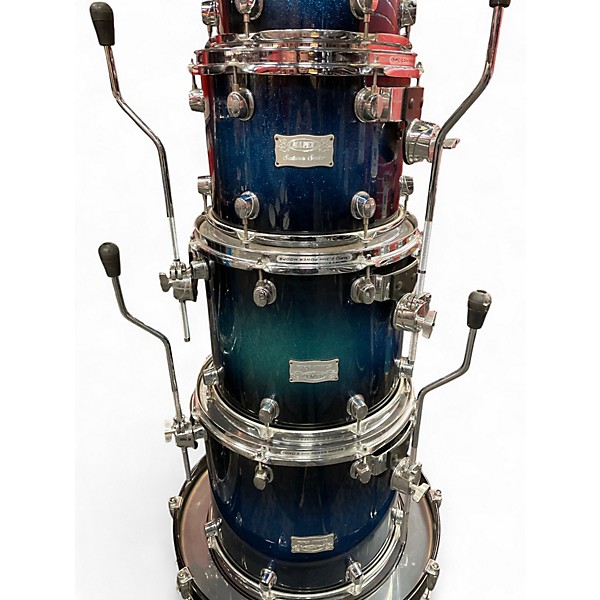 Used Mapex 7 Piece Saturn Series Blue to Black Fade Sparkle Drum Kit