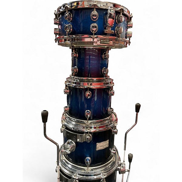 Used Mapex 7 Piece Saturn Series Blue to Black Fade Sparkle Drum Kit