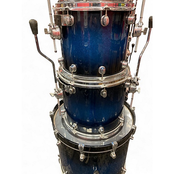 Used Mapex 7 Piece Saturn Series Blue to Black Fade Sparkle Drum Kit