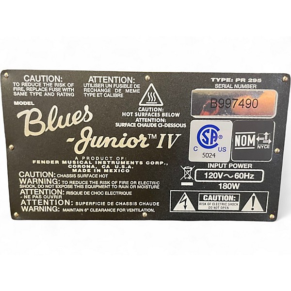Used Fender Blues Junior IV 15W 1x12 Tube Guitar Combo Amp