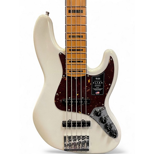 Used Fender American Ultra Jazz Bass V ARCTIC PEARL Electric Bass Guitar
