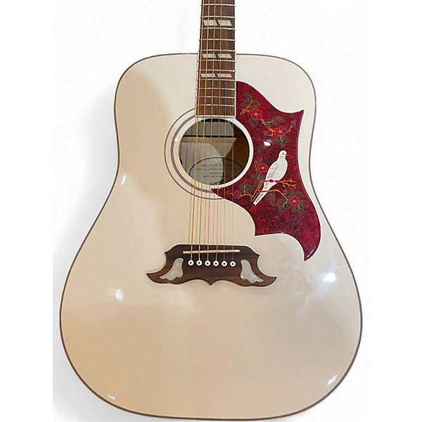 Used Epiphone Dove Pro WHITE Acoustic Electric Guitar