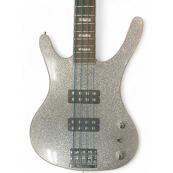 Used Musicvox  MI-5 Silver Sparkle Electric Bass Guitar