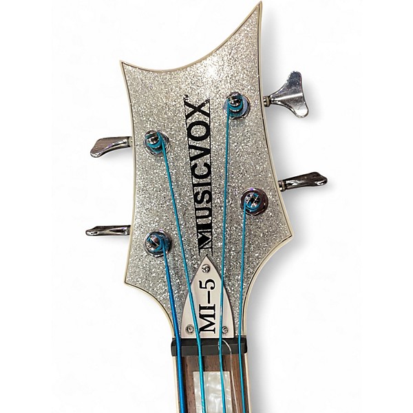 Used Musicvox  MI-5 Silver Sparkle Electric Bass Guitar