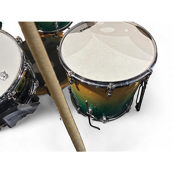 Used Drum Shop Usa 5 Piece North American Maple Aqua Fade Drum Kit