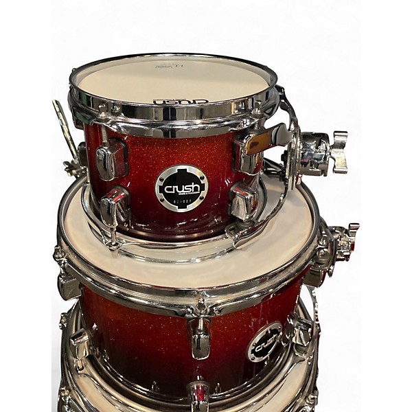Used Crush Drums & Percussion 5 Piece Sublime E3 Maple Orange Sparkle Red Fade Drum Kit