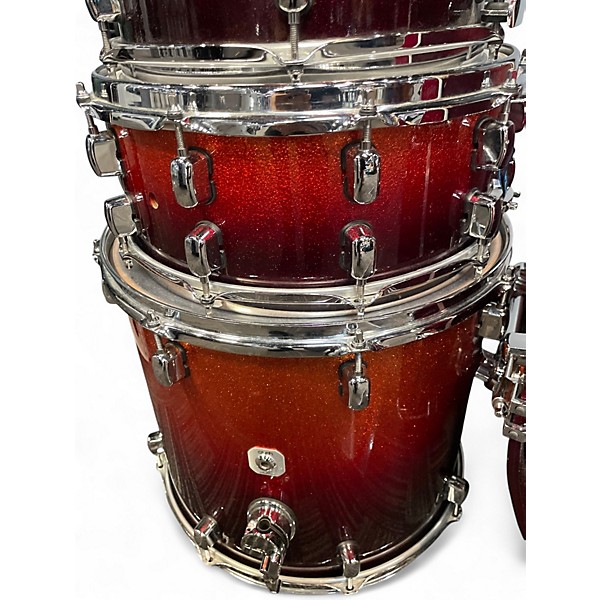 Used Crush Drums & Percussion 5 Piece Sublime E3 Maple Orange Sparkle Red Fade Drum Kit
