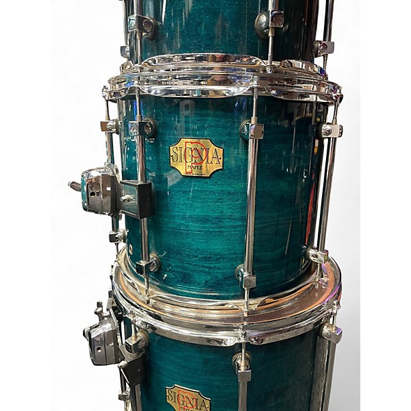 Used Premier 5 Piece Signia Maple Emerald Green Drum Kit