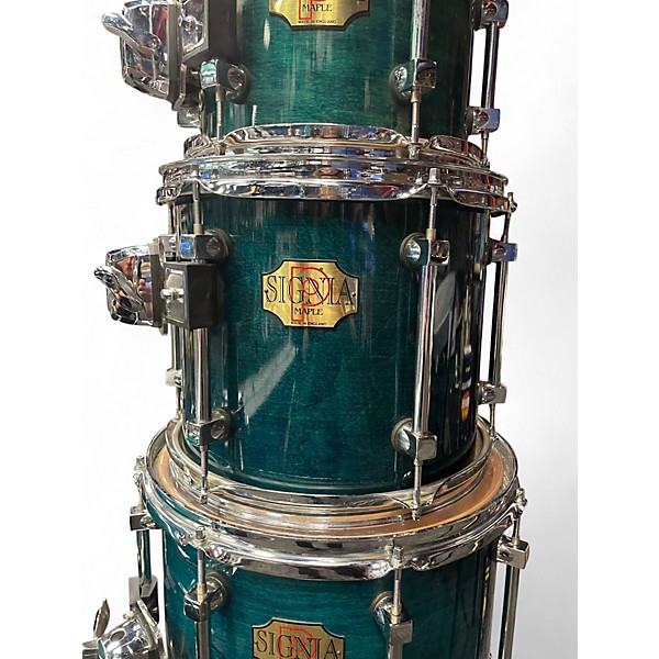Used Premier 5 Piece Signia Maple Emerald Green Drum Kit