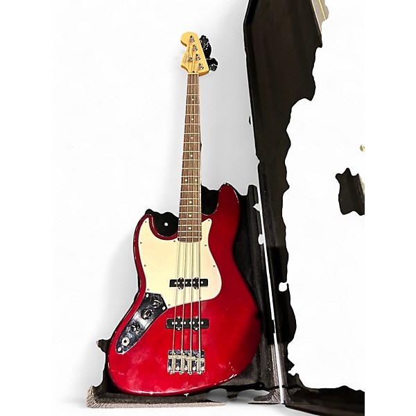 Used Fender JAZZ BASS Chrome Red Metallic Electric Bass Guitar