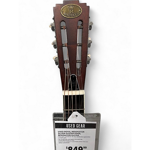 Used Royal RESONATOR Silver Oyster Pearl Resonator Guitar