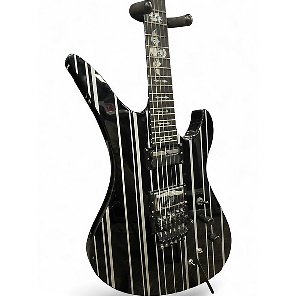 Used Schecter Guitar Research Synyster Gates Signature Custom S Black with Silver Pinstripes Solid Body Electric Guitar