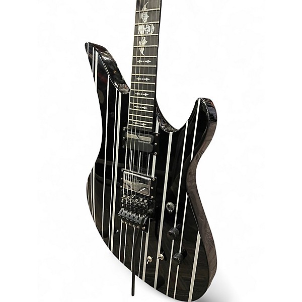 Used Schecter Guitar Research Synyster Gates Signature Custom S Black with Silver Pinstripes Solid Body Electric Guitar