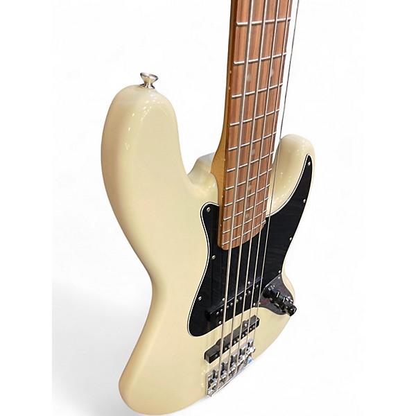 Used Fender Deluxe Active Jazz Bass V 5 String Antique Ivory Electric Bass Guitar