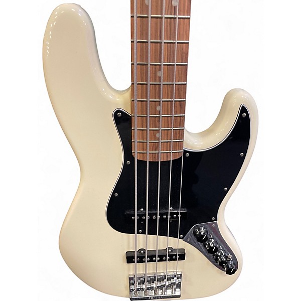 Used Fender Deluxe Active Jazz Bass V 5 String Antique Ivory Electric Bass Guitar