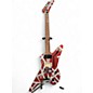 Used EVH Striped Series Shark Burgundy Red and Silver Solid Body Electric Guitar thumbnail