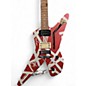 Used EVH Striped Series Shark Burgundy Red and Silver Solid Body Electric Guitar