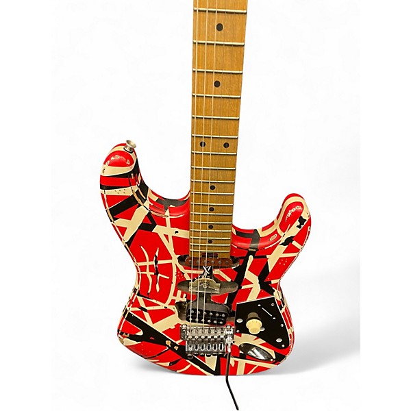 Used EVH Striped Series Frankie RED, WHITE, BLACK Solid Body Electric Guitar