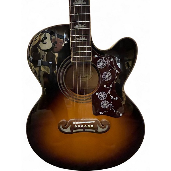 Used Epiphone EJ200SCE 3 Tone Sunburst Acoustic Electric Guitar