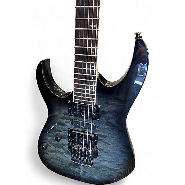 Used Ibanez RG370QMSPL RG Series Trans Black Solid Body Electric Guitar