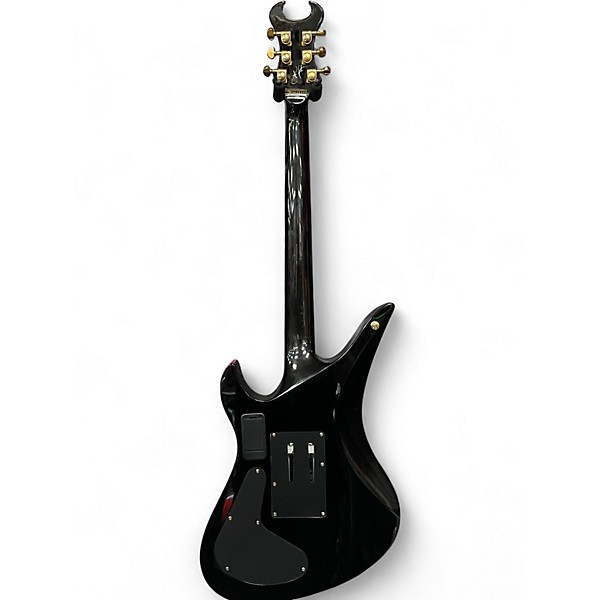 Used Schecter Guitar Research diamond series Black and Gold Solid Body Electric Guitar