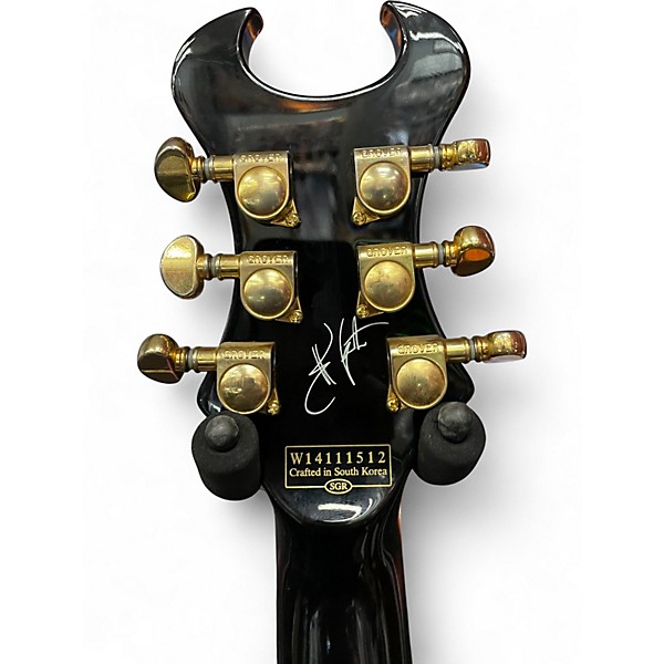 Used Schecter Guitar Research diamond series Black and Gold Solid Body Electric Guitar