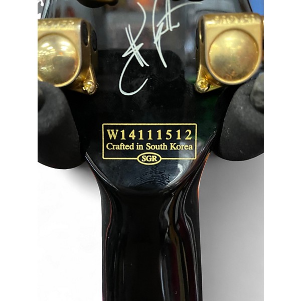 Used Schecter Guitar Research diamond series Black and Gold Solid Body Electric Guitar