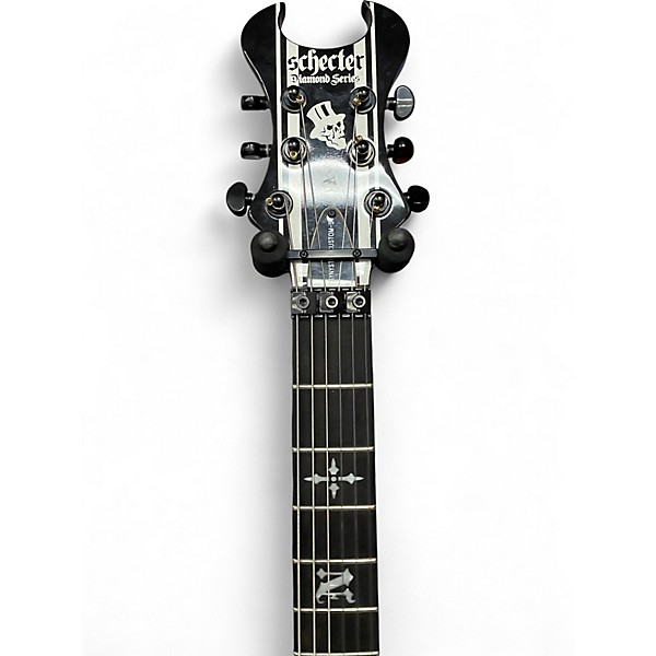 Used Schecter Guitar Research diamond series Black and White Solid Body Electric Guitar